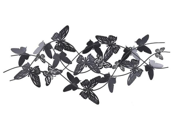 Seinäkoriste kultainen/vihreä/kupari 100 x 53 cm rauta metallinen perhoset