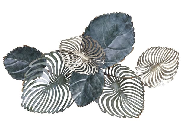 Seinäkoriste sinivihreä/kultainen 88 x 55 cm rauta metallinen lehdenmuotoinen