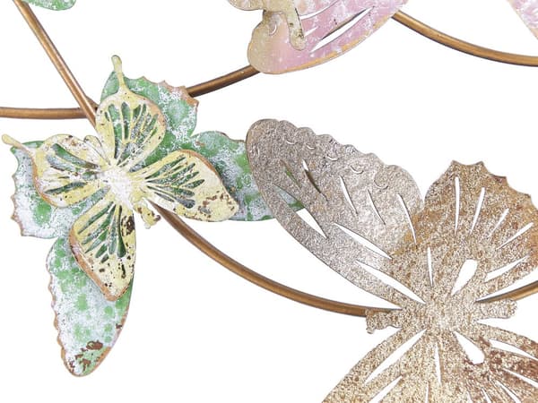 Vægdekoration Guld Grøn Kobber Flerfarvet Jern 100 x 53 cm Skulptur Kunst Sommerfugle Natur Boho Glam Moderne Tilbehør Vægpynt til Stue
