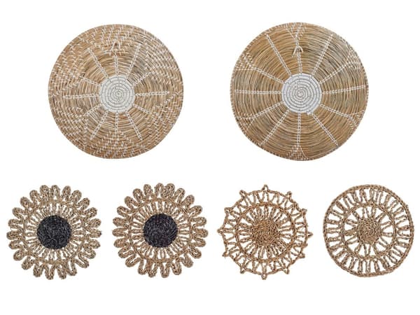 Vægdekoration Beige Naturligt Søgræs Multifarvet Håndvævet Cirkulære Runde Skiver Vægpynt Stuen til over Sofa Indretning Soveværelse Design
