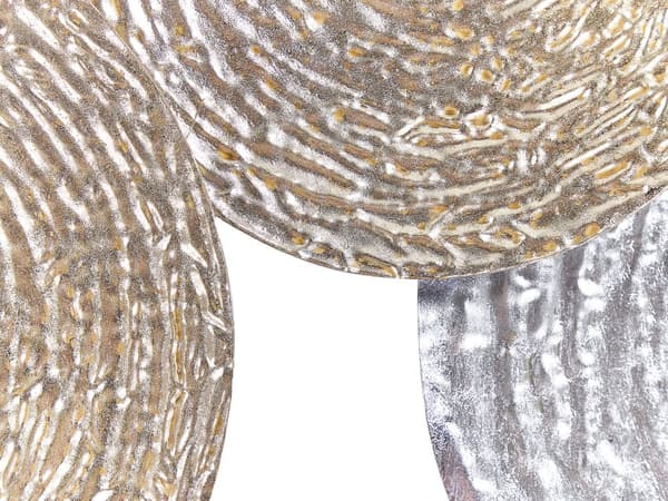 Vægdekoration Guld og Sølv Jern 110 x 60 cm Metal Skulptur Kunst Cirkler Natur Moderne Glam Tilbehør