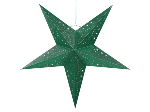 Stjerner Grøn Papir Kobber 60 cm Dekorativ Moderne Hænge Pendel Kæmpe 3D Julestjerne med Lys Tilbehør over Juletræet