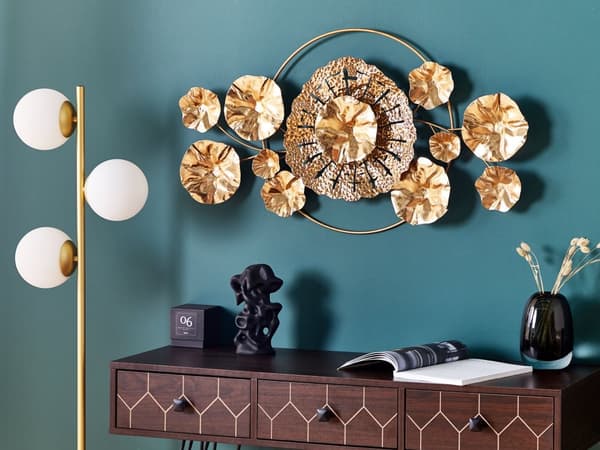Seinäkoriste kulta 90 x 50 cm rauta abstrakti ripustuskoukut glamour retro