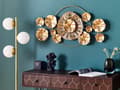 Miniatyrbillede 2 af 6: Vægindretning Guld Metal Skulptur Geometrisk Vægkunst Abstrakt Glamourøs Moderne Tilbehør