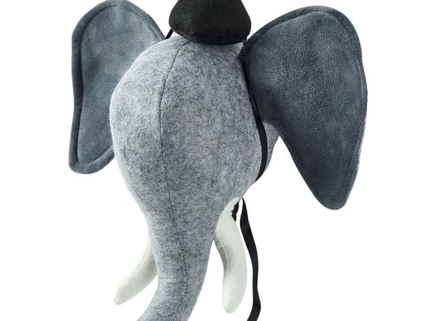 Elefant Trofæ Vægdekoration Bomuld Filt 36 x 36 cm Jagttrofæ Vægpynt Dyretrofæ til Væg Børneværelse Vægtrofæ Plys Trofæ Legetøj til Børn