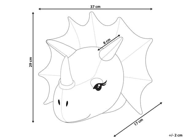 Seinäkoriste pehmoeläin harmaa puuvilla/huopa dinosaurus seinälle ripustettava lastenhuoneeseen
