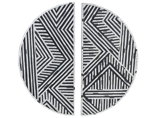 Vægdekoration Geometrisk Sort og Hvidt Mønster Glas Halvcirkler Moderne Minimalistisk