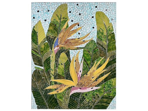 Seinäkoriste monivärinen 70 x 90 cm lasi MDF käsintehty kukkakuvio mosaiikki boho