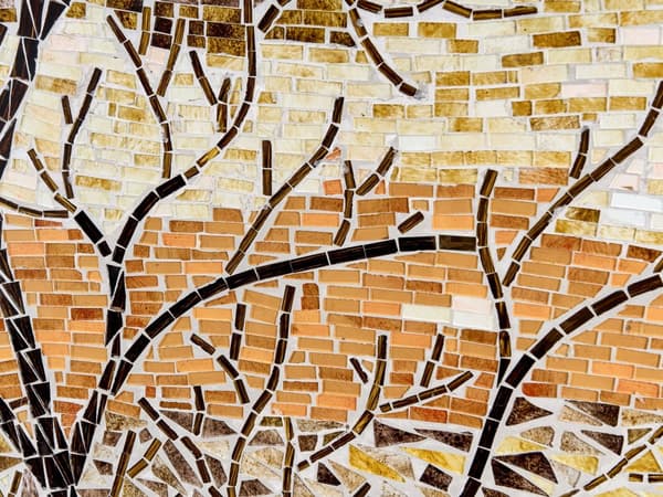 Seinäkoriste monivärinen 60 x 80 cm lasi MDF käsintehty luontoaihe mosaiikki moderni