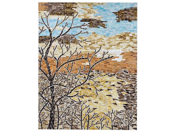 Seinäkoriste monivärinen 60 x 80 cm lasi MDF käsintehty luontoaihe mosaiikki moderni