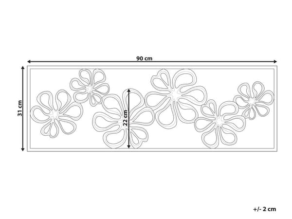 Seinäkoriste kulta rauta 90 x 31 cm käsintehty kukkakuvio moderni industriaalinen