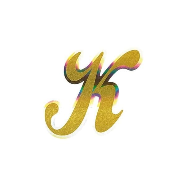 Holografisk självhäftande bokstav K, guld