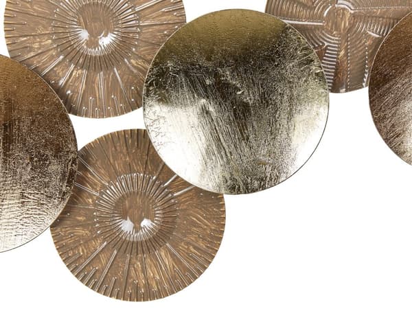 Vægdekoration Guld Metal ø 98 x 45 cm Rund Vægpynt til Stuen Dekor til Soveværelse med Skiver Design