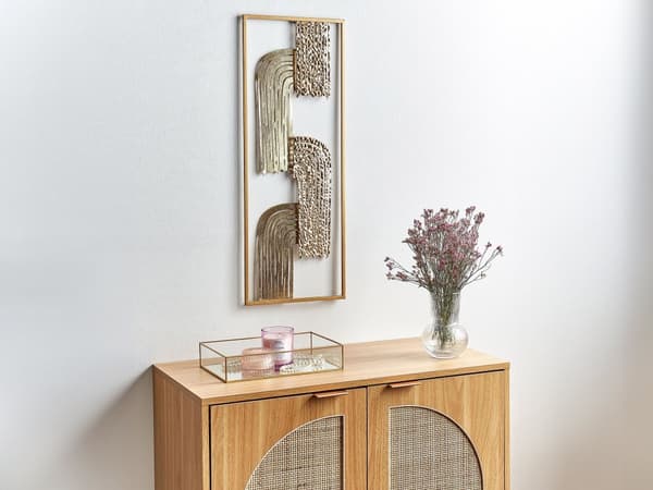 Vægdekoration Guld Metal 29 x 75 cm Rektangulær Vægpynt til Stuen Dekor til Soveværelse Design Dekoration til Væg