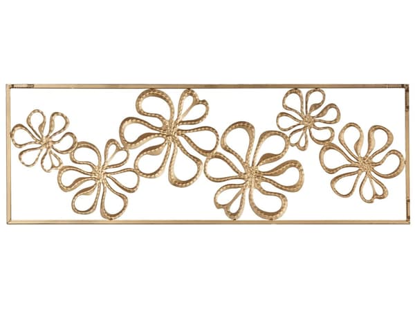Vægdekoration Guld Metal 31 x 90 cm Rektangulær Vægpynt til Stuen Dekor til Soveværelse Design Dekoration til Væg Blomster