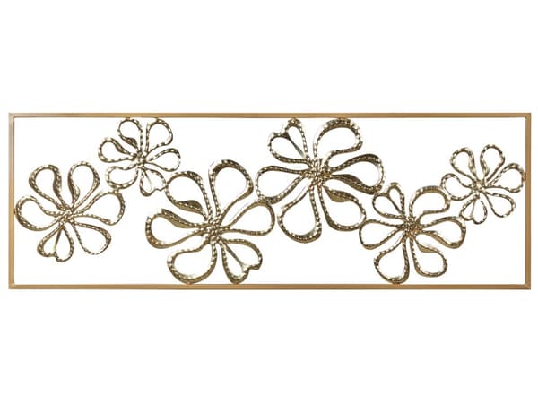 Vægdekoration Guld Metal 31 x 90 cm Rektangulær Vægpynt til Stuen Dekor til Soveværelse Design Dekoration til Væg Blomster