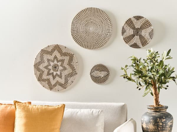 Vægdekoration Naturligt Søgræs Håndvævet Flettet Cirkulære Runde Skiver Vægpynt Stuen til over Sofa Boheme Soveværelse Design