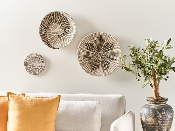 Vægdekoration Naturligt Søgræs Håndvævet Flettet Cirkulære Runde Skiver Vægpynt Stuen til over Sofa Boheme Soveværelse Design