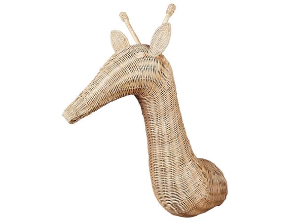 Giraf Trofæ Vægdekoration Rattan 83 x 56 cm Jagttrofæ Vægpynt Dyretrofæ til Væg Børneværelse Vægtrofæ Trofæ Legetøj til Børn