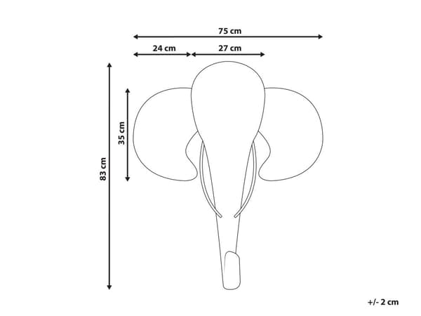 Elefant Trofæ Vægdekoration Rattan 83 x 75 cm Jagttrofæ Vægpynt Dyretrofæ til Væg Børneværelse Vægtrofæ Trofæ Legetøj til Børn
