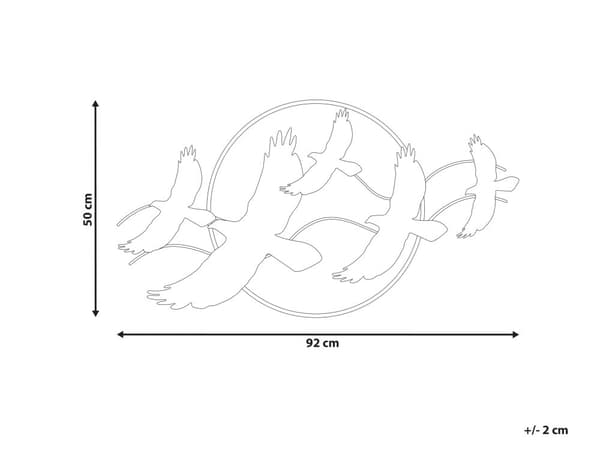 Vægdekoration Multifarvet Metal ø 50 x 92 cm Rund Vægpynt til Stuen Dekor til Soveværelse med Fugle Design