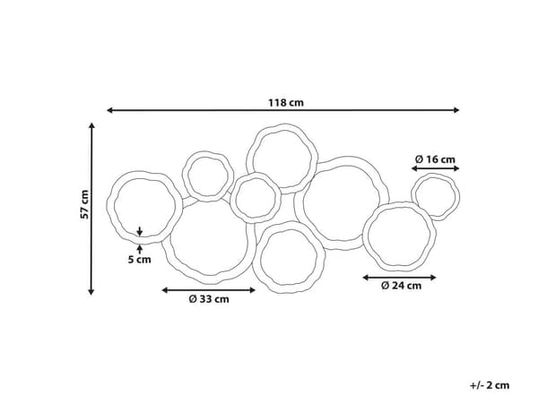 Vægdekoration Multifarvet Metal ø 57 x 118 cm Rund Vægpynt til Stuen Dekor til Soveværelse med Skiver Design