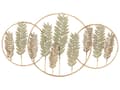 Miniatyrbillede 1 af 5: Vægdekoration guldgrønt jern 90 x 1 x 50 cm med ophængningskroge håndlavet med blade moderne stil