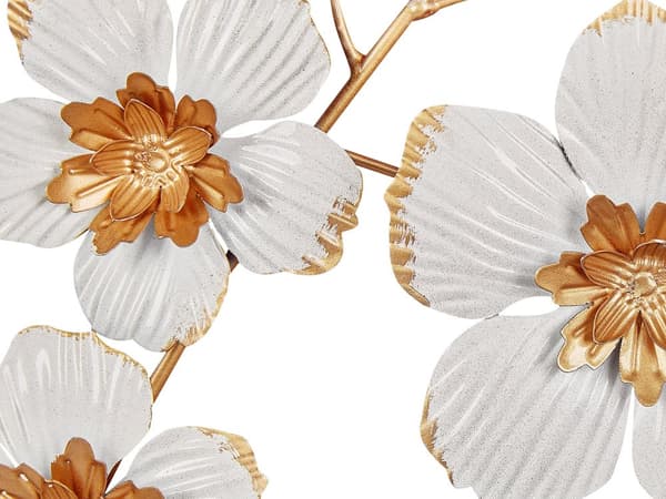 Vægdekoration grøn guld jern 70 x 5 x 70 cm håndlavede hængekroge med blomster rund moderne stil