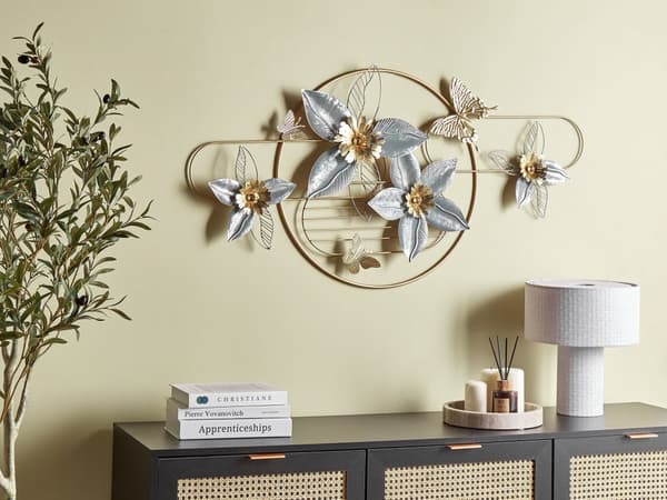 Vægdekoration jern guld 117 x 59 cm håndlavet vægkunst glamour moderne stil