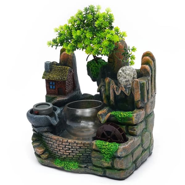 Trädgårdsdekoration Fontän, Kristallkula Funktion, Feng Shui Hjul för Lycka,armégrönt