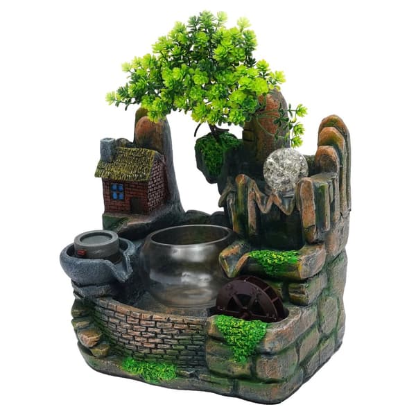 Trädgårdsdekoration Fontän, Kristallkula Funktion, Feng Shui Hjul för Lycka,armégrönt