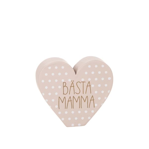 Morsdag stående hjärta m texten Bästa Mamma Rosa m prickar