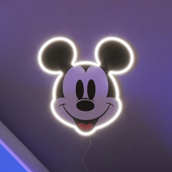 Neonskylt - YELLOWPOP - Mickey Mouse - Vit LED - Väggdekoration - Energibesparing