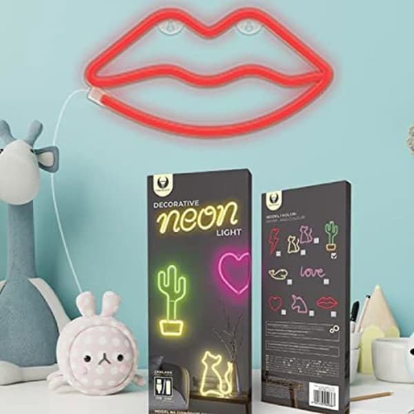 Forever Light Neon LED-väggdekor för sovrum, klubb, inredning, neonljus, 3 AA-batterier, USB, ljusskylt, Röd