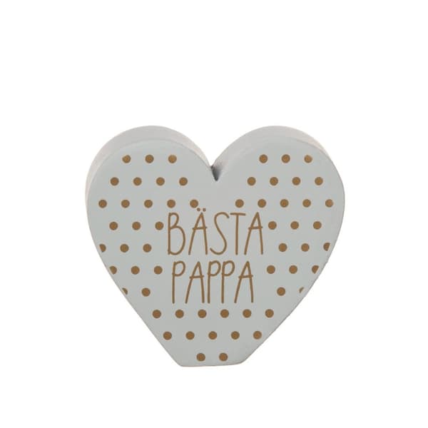 Farsdag stående hjärta m texten Bästa Pappa Grå m prickar