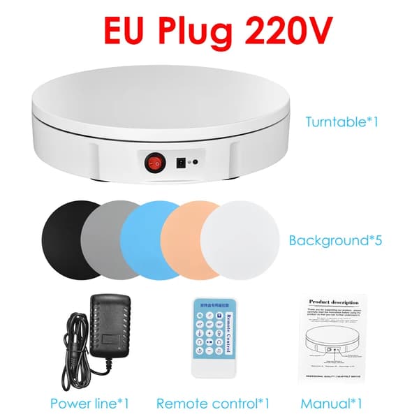 Elektrisk roterande displayställ, 360 graders vridplatta, smyckeshållare, EU 220V