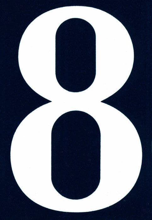Dörrplatta - dekorativ bokstav Symbol - NA08 - Självhäftande PVC gatunummer 110 x 40 mm Nummer 8