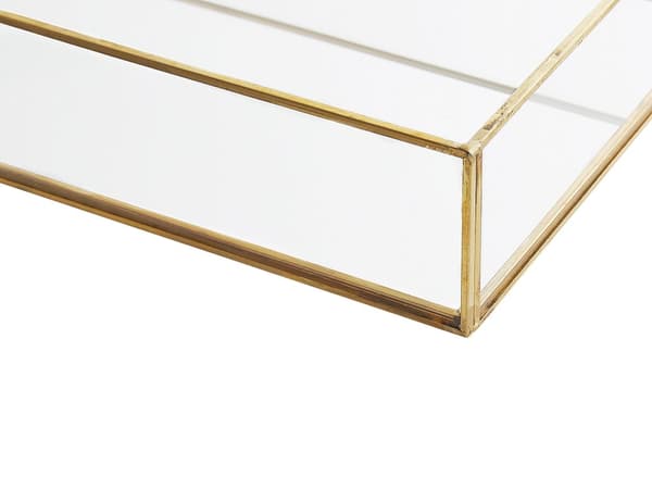 Dekorativ bricka Guld Metall och glas Rektangulär 30 x 20 cm Cocktailbricka