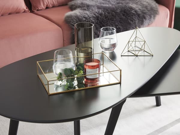 Dekorativ bricka Guld Metall och glas Rektangulär 30 x 20 cm Cocktailbricka