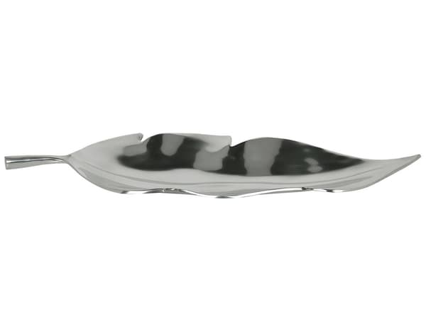 Prydnadsfat Silver Metall Aluminium Bladform 68 cm Blank Industrial Glamour
