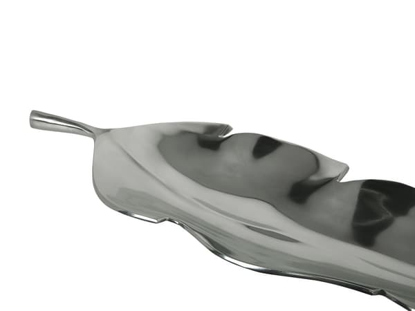Prydnadsfat Silver Metall Aluminium Bladform 68 cm Blank Industrial Glamour