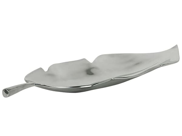 Prydnadsfat Silver Metall Aluminium Bladform 68 cm Blank Industrial Glamour