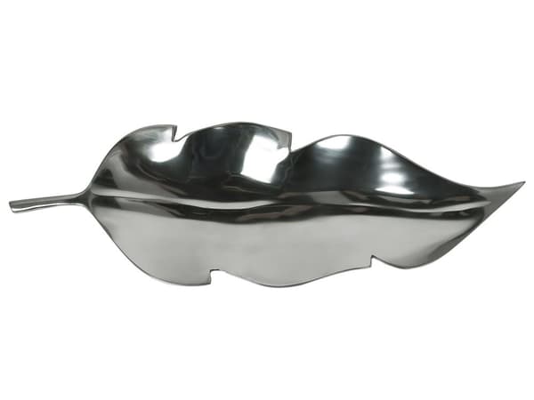 Prydnadsfat Silver Metall Aluminium Bladform 49 cm Blank Industrial Glamour
