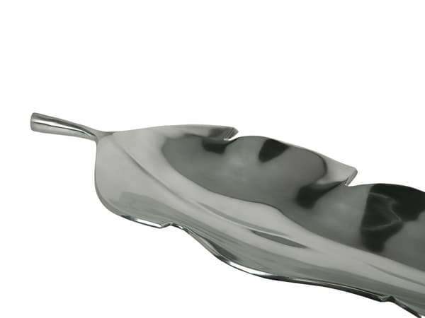 Prydnadsfat Silver Metall Aluminium Bladform 49 cm Blank Industrial Glamour
