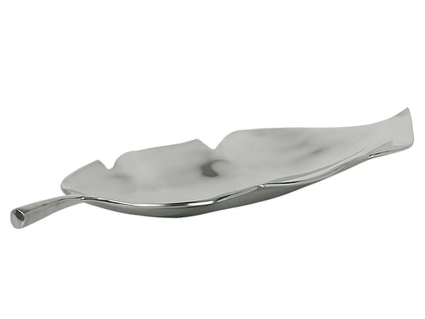 Prydnadsfat Silver Metall Aluminium Bladform 49 cm Blank Industrial Glamour