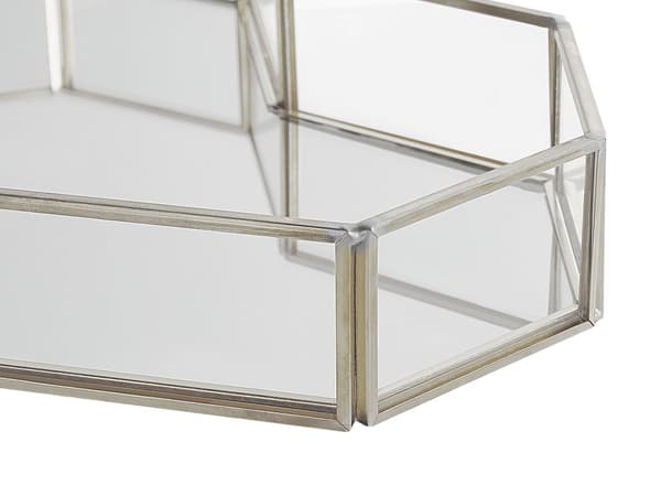 Dekorativ bricka Silver Rostfritt stål och Glas Speglad 28 x 20 cm Accentstycke