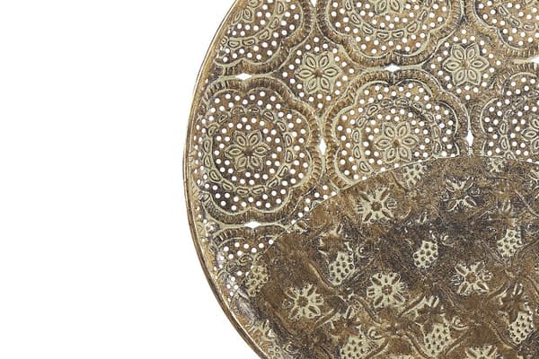 Dekorativ Bricka Guld Metall Öppen Rund 49 cm Retro Glamour