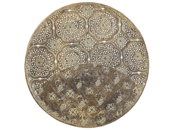 Dekorativ Bricka Guld Metall Öppen Rund 49 cm Retro Glamour