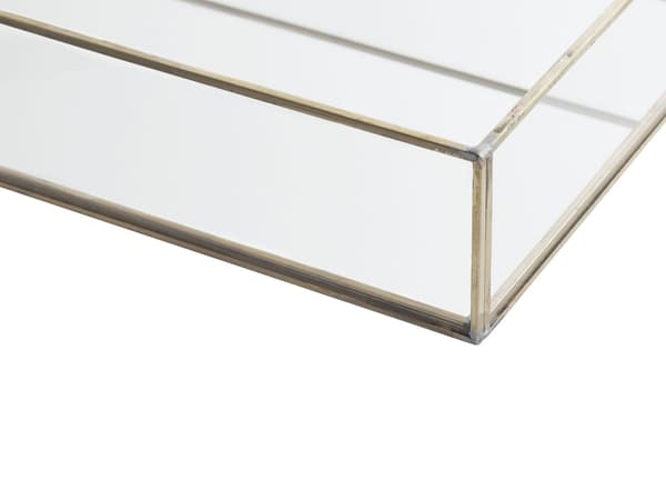 Dekorativ bricka Silver Metall och glas Rektangulär 30 x 20 cm Cocktailbricka