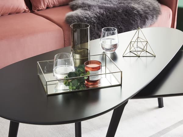 Dekorativ bricka Silver Metall och glas Rektangulär 30 x 20 cm Cocktailbricka